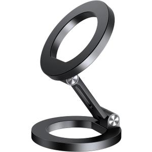 Elitehood Dual Magnetic Phone Holder, Magsafe Compatible iPhone 12-15 Series Stand, 360 Rotatable Car & Desk Mount, All Aluminum Built, Strong Metal Hinges (2-inch arm with rotatable base)