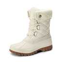 DREAM PAIRS Women's Winter Duck Boots Mid Calf Warm Insulated Faux Fur Lined Waterproof Lace Up Snow Boots,Size 10,Beige,SDSB2422W