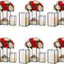 Glass Hurricane Candle Holder Large - Hewory 18pcs Black Rectangle Flower Holders Centerpiece for Table, Tall Floor Square Pillar Candle Lantern for Wedding, Anniversary, Party, Fireplace, Dining Room