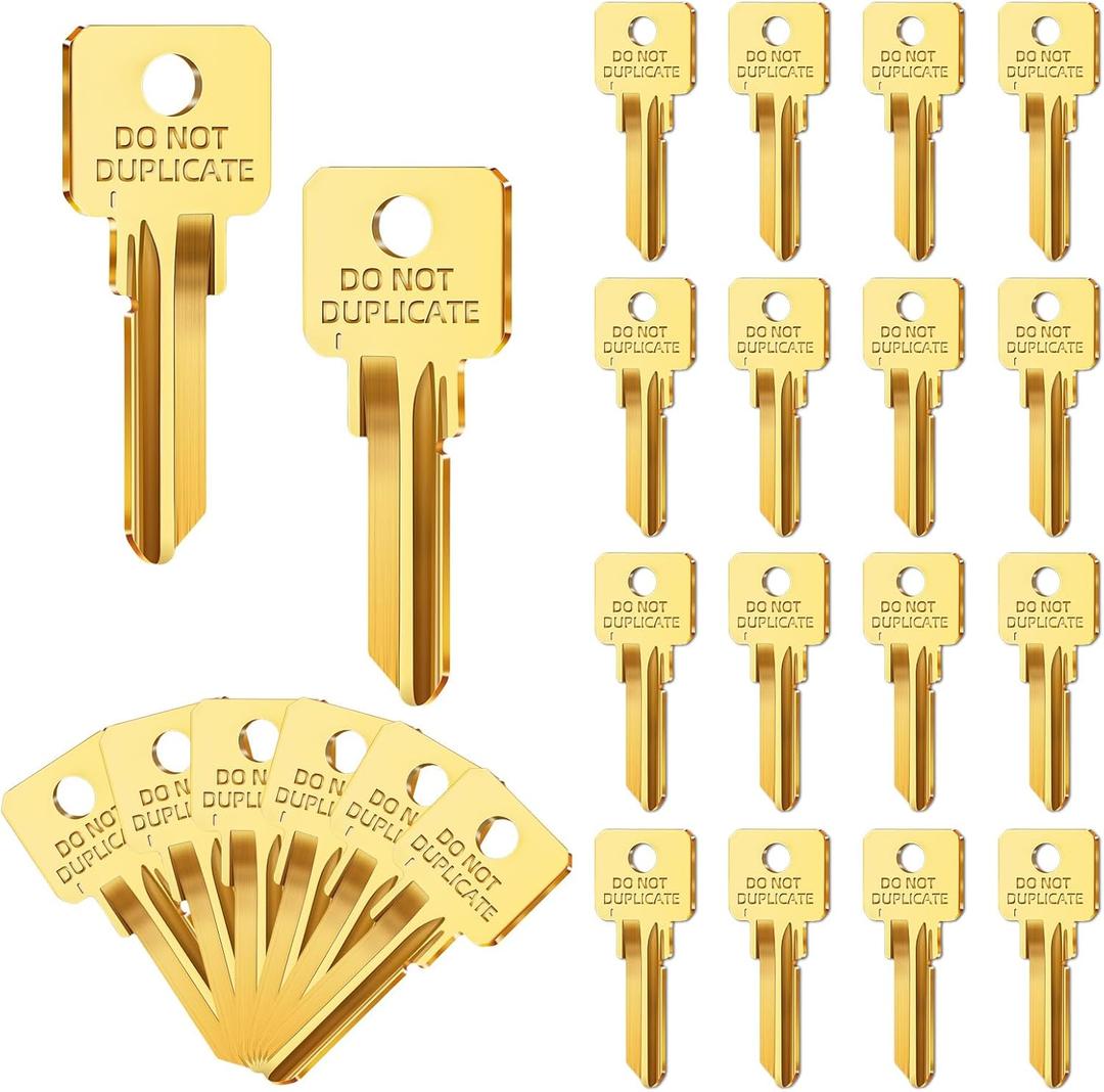 50 Pcs Sc1 Brass Key Blanks Uncut Blank Keys Compatible for Home Door Lock Replacement Parts