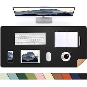 AFIING Dual-Sided Cork Desk Pad, PU Leather Desk Mat Protector, Waterproof Large Mouse Pad for Office Desk, Non-Slip Writing Surface for Home & Office (35" x 17", Black)