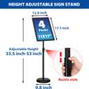 4 Pack Sign Holder Stands - 11 x17 inch Standing Sign Stand, Adjustable Poster Sign Holder Pedestal Floor Sign Stand, Aluminum Snap Open Frame for Vertical & Horizontal View Sign Stand, Black