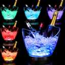Umigy 6 Pcs 5L LED Ice Buckets Clear Plastic Ice Bucket Large Capacity Light RGB Colorful LED Cooler with Lights for Champagne Wine Beer Party Bar Club