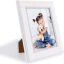 GraduationMall 5x7 Picture Frames, Real Glass, Display Photos for Wall or Tabletop, White with Gold Beads, 2-Pack