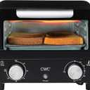 COOK WITH COLOR Mini Toaster Oven: 600W Power, Precision Timer, Auto Shutoff, and Culinary Delights Up To 450 Degrees, Black (10.25"x10"x8.25")