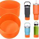 PICcircuit 2PCS for Stanley Boot, Silicone Bottom for Quencher Adventure 40oz 30oz IceFlow 20oz 30oz Bottle&for Hydroflask Tumbler 12-24oz for Stanley Cup Accessories Avoid Scratches&Noise (Orange)