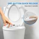 KHE Elongated Toilet Seat 18.5 Inch, Soft Close Toilet Seat with No-Touch Handle, Quick Release for Easy Cleaning, Non-Slip Bumpers, Durable PP, White
