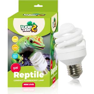 LUCKY HERP Mini UVA UVB Reptile Light 5.0 5W, UVB Bulb for All Tropical and Sub Tropical Reptiles, Compact Fluorescent Reptile UVB Bulb for Chameleons, Turtle, Gecko, Lizard, etc.