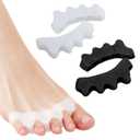 2 Pairs Toe Separators for Women and Men, Toe Spacers Toes Spreaders for Correct Bunion, Plantar Fasciitis and Relieve Foot Pain, Toes Straighteners for Hammertoes, Regular Size Black & White