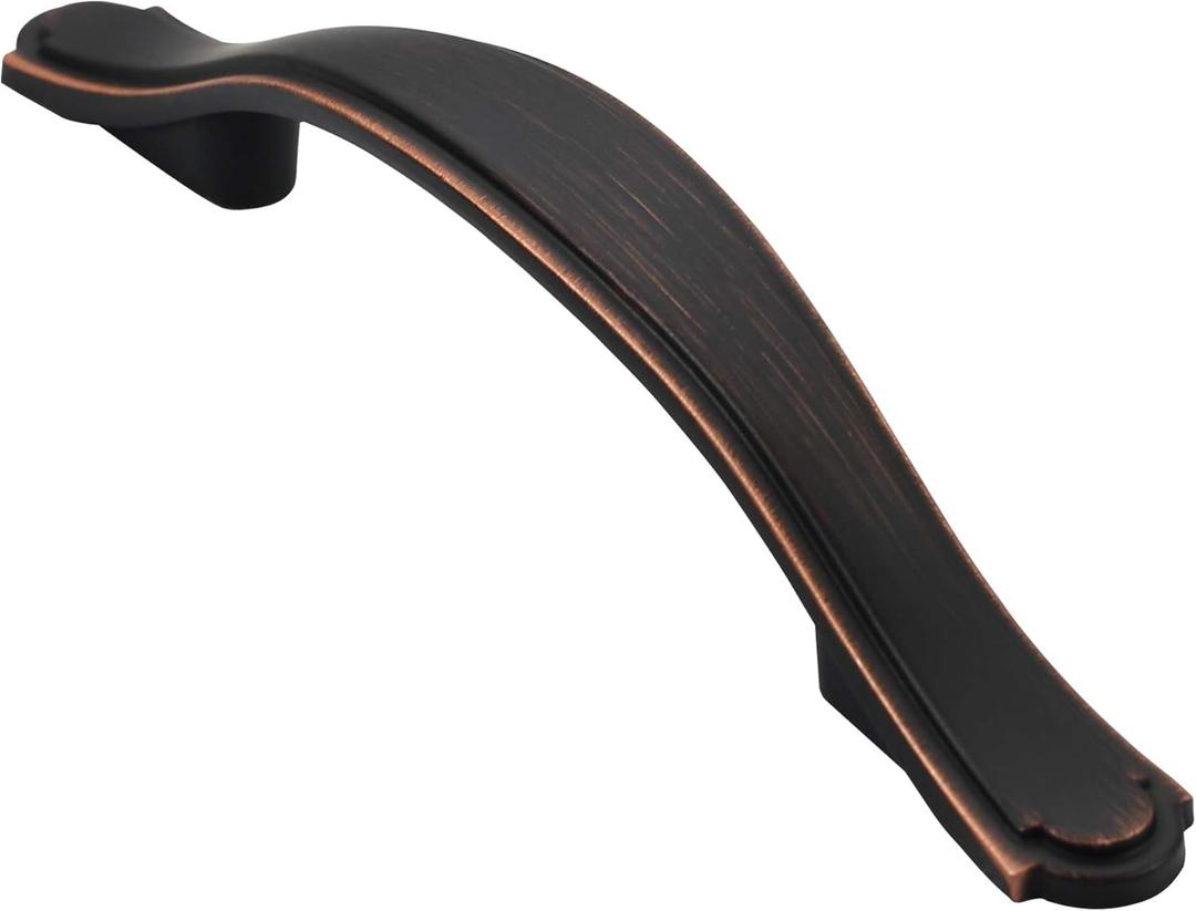 Alzassbg 10 Pack Oil Rubbed Bronze Cabinet Pulls, 3 Inch(76mm) Hole Centers Cabinet Handles Arch Kitchen Hardware for Cabinets and Drawer AL3028ORB