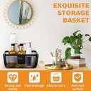 Tandefio 4 Pcs Metal Mesh Basket with Lid and Wooden Handle 9.65 x 7.68 Inch Wire Storage Basket Garden Baskets Organizer Containers for Vegetable Fruit Picnic Kitchen Bathroom (Black)