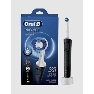 OralB Pro 500 Electric Toothbrush with (1) Brush Head, Rechargeable, Black