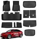 Jack Boss Floor Mats for Tesla Model Y 5-Seat 2021-2023 2022 2024 9PCS All Weather TPE Cargo Liner Floor Mats and Cargo Trunk Mats Accessories, Set of 9 Mats (Not Fit 7-Seat)
