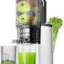 Cold Press Juicer, 5.8" Wide Feed Chute Juice Extractor Machine with 400W, High Juice Yield, Slow Masticating Juicer for Whole Vegetables & Fruits, Metallic Silver
