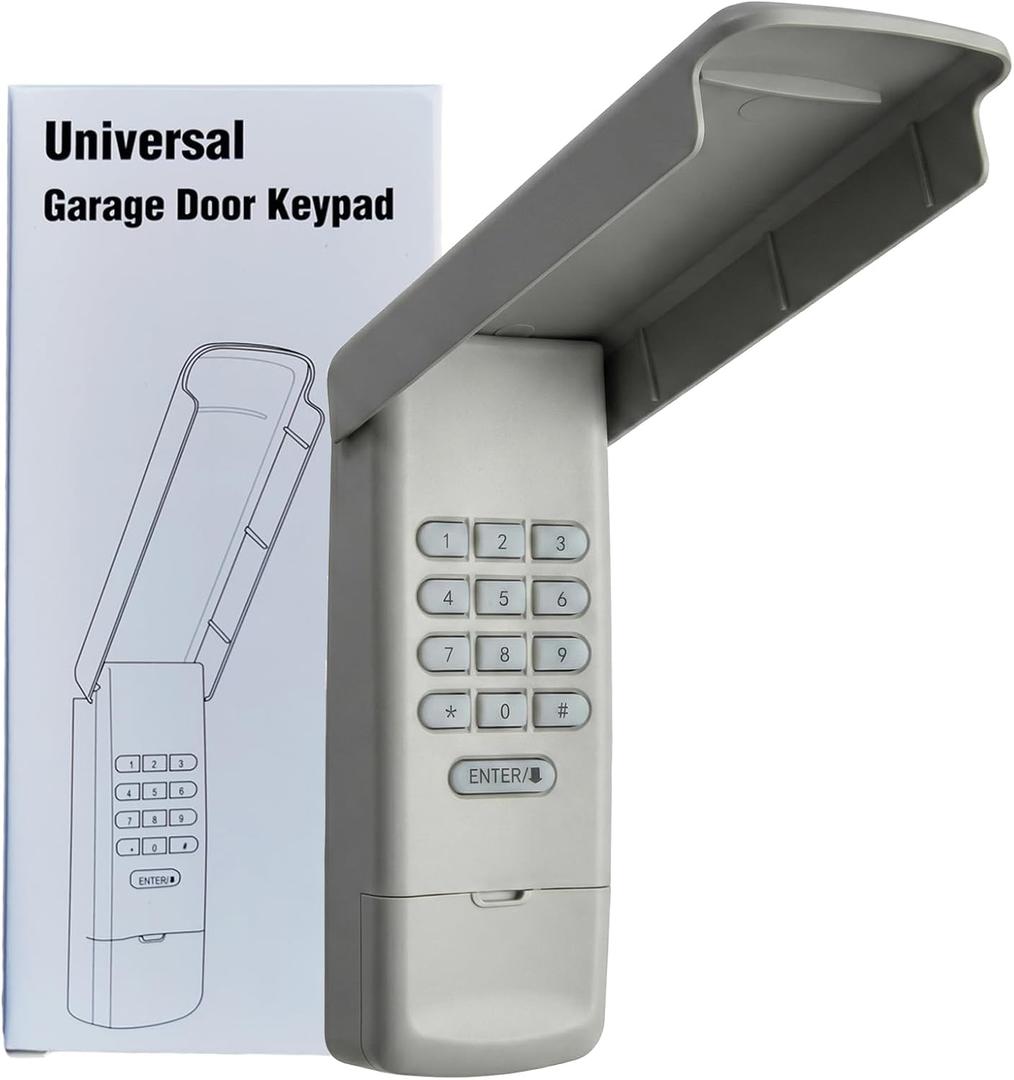 Universal Garage Door Opener Keypad Remote Wireless Keyless Keypad Compatible with Genie LiftMaster Chamberlain Craftsman Linear Overhead Door Wayne Dalton Opener has Learn Button or Dip Switch,  Universal Keypad 1Pcs