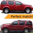 Lightronic Extra Durable Outside-Mount Auto Vent Window Visor, Fits 2005-2012 Nissan Pathfinder, UV Protection Rain Guard, Original Wind Deflector, No-Drill Easy Install, Dark Smoke, 4-Pcs
