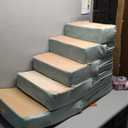 DOGGO Selection All-in-One Adjustable Dog Stairs – 5-Step Premium Pet Ramp for Small to Medium Dogs – Sturdy, Non-Slip & Versatile for Beds, Sofas & More - Soft Cover, Modern Design (Green)