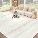 Washable Rug 9x12 Area Rugs: Modern Geometric Rugs for Living Room Non Slip Soft Low Pile Moroccan Indoor Carpet for Bedroom Nursery Dining Room Home Office Children's Room (Ivory, 9'x12')