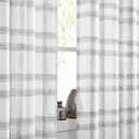 Randall White Grey Window Curtain Panel Pairs 54 Inches Long for Living Room Linen Blend Semi Sheers Grommets Top Rustic Farmhouse Style Window Treatment Drape Sets for Bedroom 54"x54"x2, Grey/White
