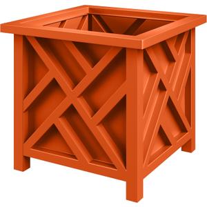 Pure Garden Lattice Design Planter Box - 15.5-Inch-Square Decorative Outdoor Flower or Plant Pot - Front Porch, Patio and Garden Decor (Terracotta)