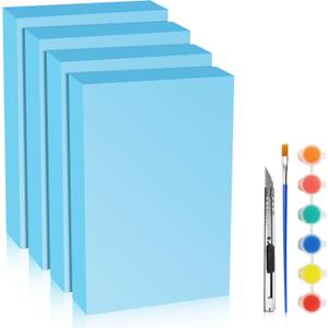 LuckyFoam Blue 4 Pack 12x7.5x2 inch FR Foam Sheets 2 Inch Thick Polystyrene Rectangles XPS Foam Board Craft for Insulating DIY Modeling Art Supplies (12x7.5x2 inch 4pcs)