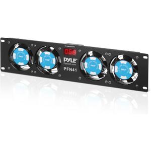 Pyle 19 Rack-Mount Equipment Cooling Fans - 110V/60Hz Power, 4 Cooler Master 80mm Case Fans, Smart Cooling System, Digital LCD Temperature Display & Installation Hardware Screw Included -PFN41