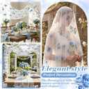 Mindsoft 3 Pcs Hydrangea Floral Table Runner 10ft Gauze Embroidery Blue Hydrangea Decor Flower Spring Summer Tulle Lace Table Runner for Wedding Bridal Baby Shower Holiday Dining Decor DIY, 10ft x 29in