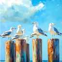 xcemhil Paint by Numbers Kit for Adults, Paint by Numbers Birds, Seagull Paint by Number Kits on Canvas for Home Decor Gift Art Work 16x20in