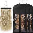 Wig Bags Storage With Hanger- 3PCS Hair Extensions Storage Bag Hair Hangers For Extensions Hairpieces Storage Holder (black)
