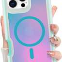Bonoma for iPhone 16 Pro Case, Iridescent Back, Magnetic Support for MagSafe Shockproof Cover, Crystal and Corner High-Duty Protection for Girls Women -Blue