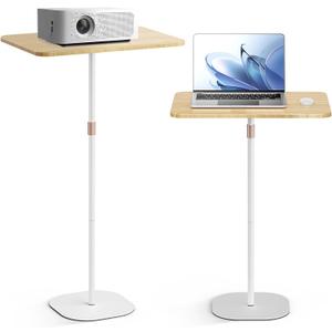 Portable Laptop Floor Stand, Bedside/Sofa Table with Height Adjustable 18''~47'', Stylish Movable Workstation Floor Standing Desk for Office, Meeting Room, Living Room Easy Assembly, White