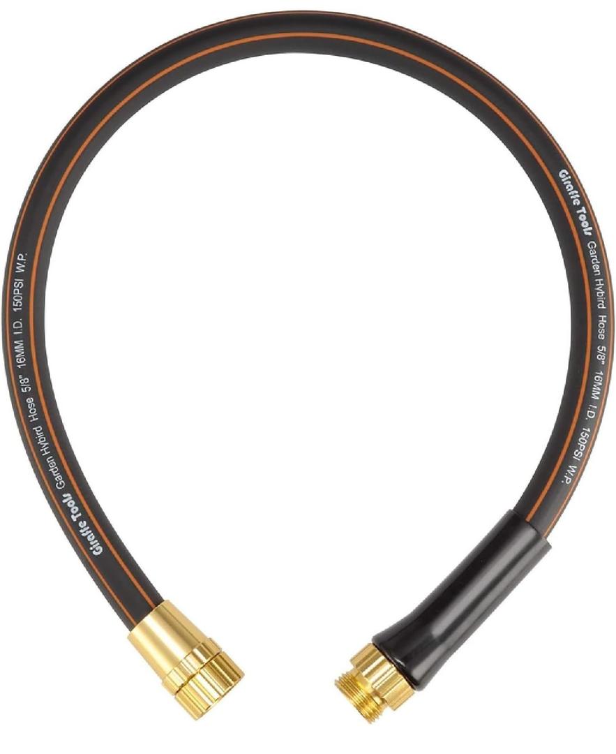 Giraffe Tools Garden Hose 5/8", 2.5ft Short Garden Hose
Water Hose Heavy Duty, Flexible, Lightweight Hybrid Hose with Bend Protection, 2.5ft Male to Female Fittings, Burst 600 PSI
