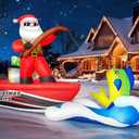 12FT Long Christmas Inflatables Santa Sea Fishing on Giant Boat, Christmas Decoration Outdoor Huge Blow Up Yard Decorations Large Blowups with LED Lights for Xmas New Year Holiday Party
