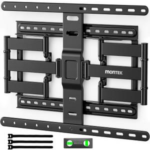 MonTEK Ultra Slim TV Wall Mount for 43-90 Inch TVs | 1.1" Thin Low Profile Full Motion Bracket | Dual Swivel Articulating Arms with Tilt | Max VESA 600x400mm | Holds 132lbs | Fits 16"/18" Studs