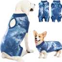 Lukovee Recovery Suit for Dogs, Onesie Surgery Recovery Suit for Female Male Dogs, Abdominal Wounds Cone E-Collar Alternative Prevent Licking Spay Recovery Suit (TBL,S) (Small, Blue Tie-dye)