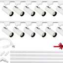 Super Brightness 6000K Cool Light Dimmable Brightness 25W 2000lm H Type LED White Track Lighting Kit System with 13 FT Track Rails, Ceiling Spotlight Fixture with Installation Package