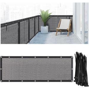 3' x 30' Balcony Screen Privacy Fence Cover HDPE UV Resistant Privacy Screen Outdoor Balcony Shield Decor Mesh Fence Panel Cover for Deck Patio Backyard Pool Porch Outside(Black)