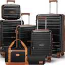 Luggage Sets with spinner wheels, PC+ABS Hard Shell Travel Luggage,Lightweight Carry-on suitcases with TSA Lock,YKK Zippers (Black, 7 piece suitcase sets（14/18/20/24/28/DB/TB）)