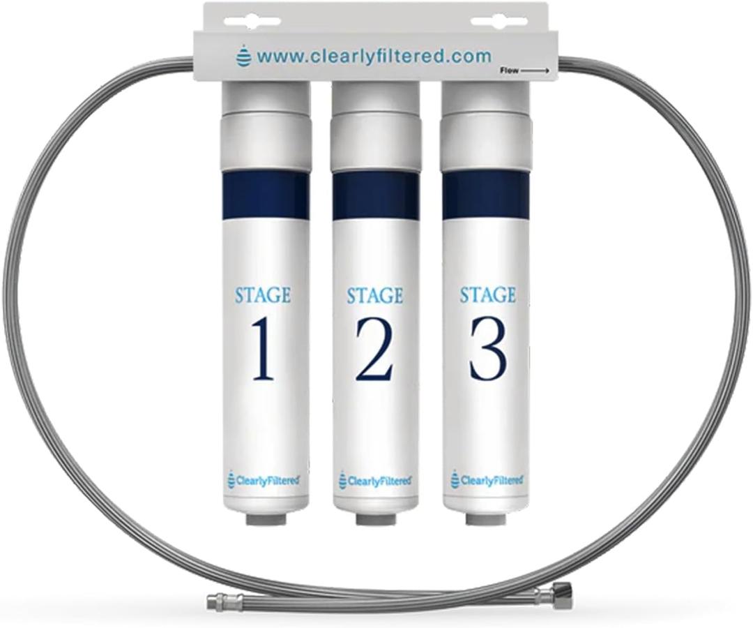 Clearly Filtered 3-Stage Under the Sink Filtration System/Easy Install/Targets 232+ Contaminants Including Heavy Metals, Fluoride, Lead, PFOA