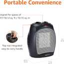 Amazon Basics Ceramic Space Heater, Portable Indoor Heating Solution, With Overheat and Tip-Over Protection, Thermostat, Non-Oscillating, 1500W, 7.52"D x 6.34"W x 9.45"H, Black