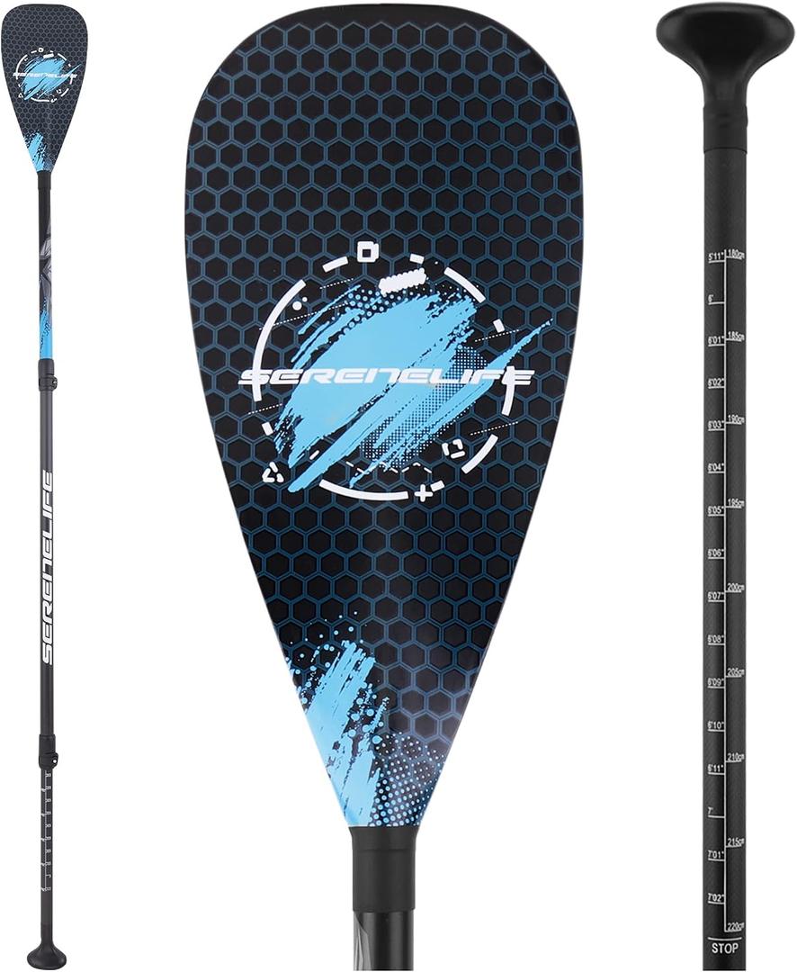 SereneLife SUP Paddle – 3 Piece Adjustable Paddle board Oar with Lightweight Shaft, Durable Blade - For Stand Up Paddleboard, Surfing, Flatwater Paddling & Racing