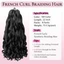 French Curl Braiding Hair 8 Packs 22 Inch Loose Wavy Bouncy Braiding Hair Pre Stretched 75g/Pack Synthetic French Curly Braiding Crochet Hair for Black Women 1B Black