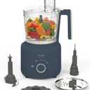 Martha Stewart Food Processor, 10-Cup Electric Chopper for Slicing, Shredding, Mincing and Puree, BPA-Free Twist & Lock Bowl, 3 Multipurpose Blades, Variable Speed Dial, Wide Feed Chute, Indigo Blue