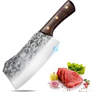 ZENG Meat Cleaver Knife, Butcher Knife Heavy Duty Kitchen Knife Stainless Steel Bone Chopping Cutting Chef knives Sharp Blade Boning Knife for Home Kitchen Camping BBQ Restaurant