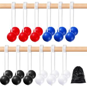 Lenwen 12 Pack Ladder Ball Outdoor Game Ladder Toss Balls Replacement Bolas with Storage Bag for Toss Match Yard Lawn Golf Game, 4 Colors (Red, Blue, Black, White)