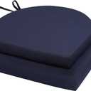 U'Artlines Outdoor Chair Cushions Set of 2, Waterproof Round Corner Seat Cushions, Patio Chair Cushions for Outdoor Furniture,Seat Cushions with Ties for Patio Garden Dining 17"x16"x2", Navy Blue