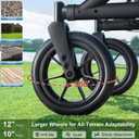 MAXWALK Walkers for Seniors, Rollator Walker with Seat, 12" Big Rubber Wheels All Terrain Rollator Walker with Backrest, Built-in Cable, Cup Holder, Foldable and Height Adjustment for Seniors, Black