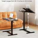 Foldable Overbed Table with Wheels, Pneumatic Height Adjustable Overbed Bedside Table, Tilting Desktop Mobile Standing Desk, Rolling Laptop Desk for Bed, Sofa, or Hospital Use (Black), 27.48 x 14.17 x 41.06 inches