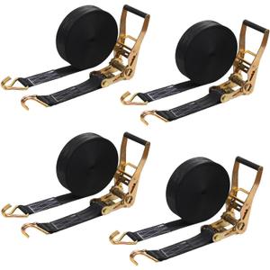 4PACK Ratchet Straps Heavy Duty, 8000 LBS Break Strength Ratchet Strap Tie Down, 2 x 27ft Black Tie-Down Ratcheting Cargo Truck Straps with Durable Double J Hook for for Truck (Black, 2IN X 27FT)