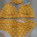 Yonique Women Two Piece Bathing Suits Push Up Bikini Set Halter Swimsuit Vintage Swimwear (X-Large, Yellow Retro Dot)